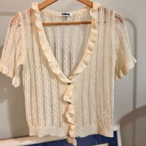 Crocheted Crop Button-Down
